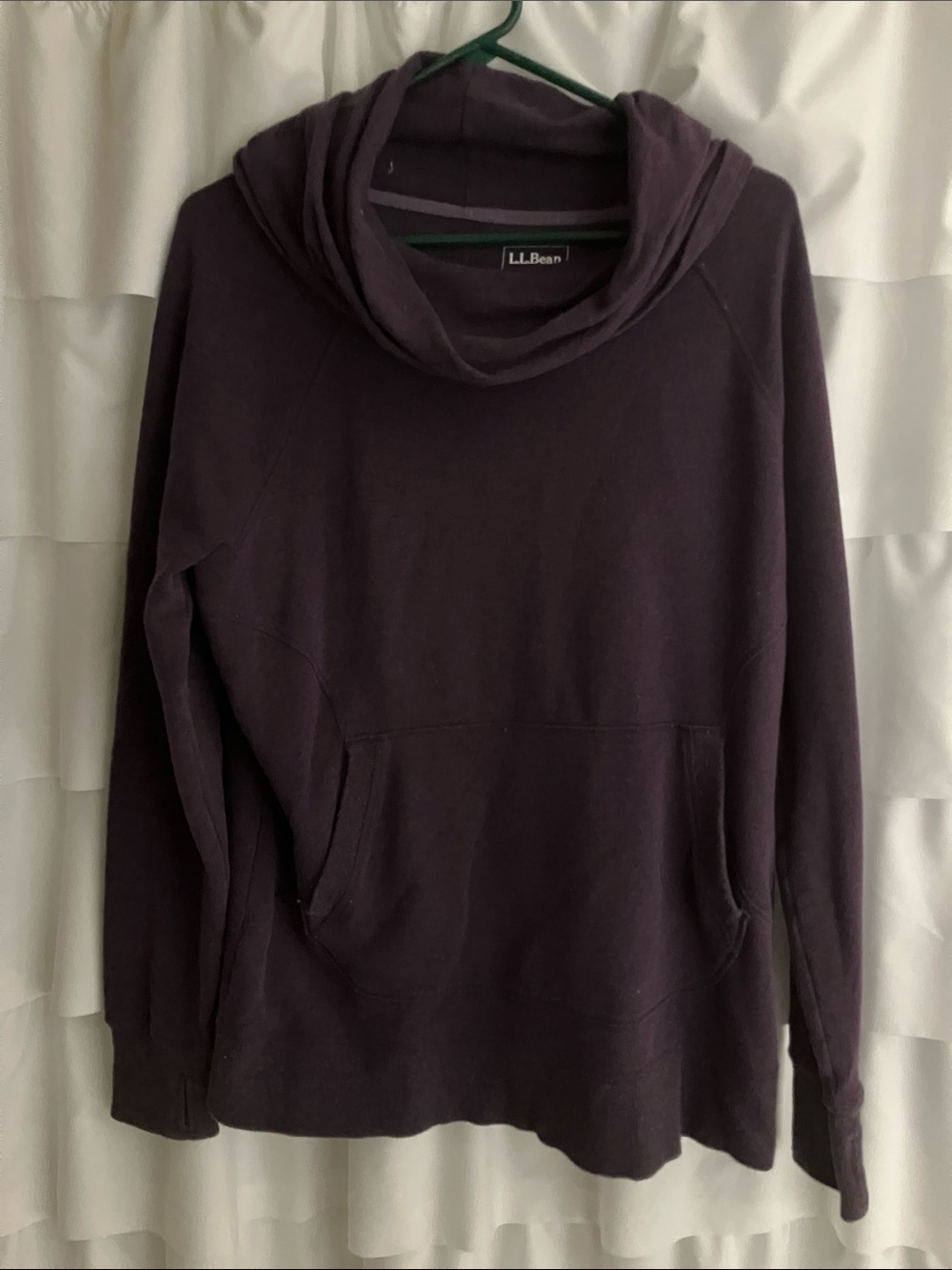 L.L. Bean Women's Hooded Pullover Sweater in Deep Plum